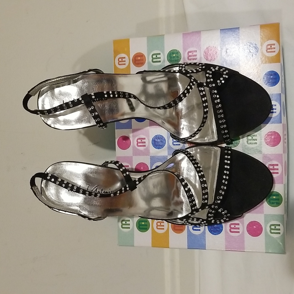 Michael Antonio Black Open Toe Slingback Heels
